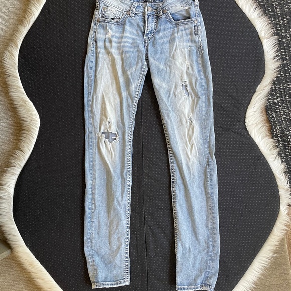 Silver Ripped Jeans - Picture 1 of 8